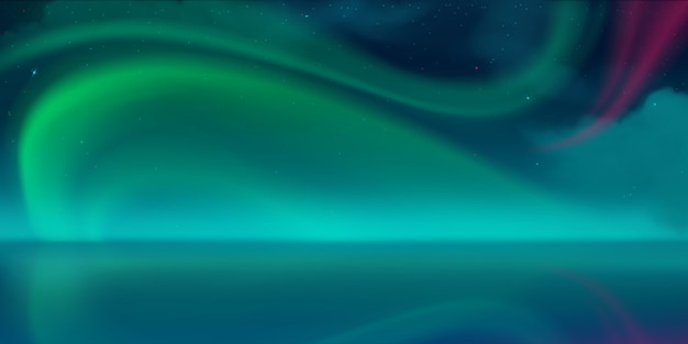 Бесплатное векторное изображение aurora borealis, северное сияние в ночном небе
