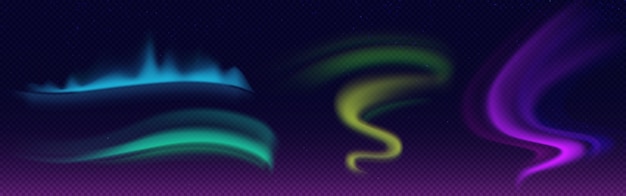 Бесплатное векторное изображение aurora borealis, набор северного сияния