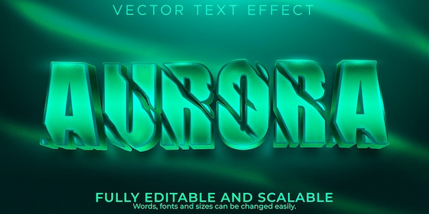 Бесплатное векторное изображение Текстовый эффект аврора; редактируемый стиль текста север и ужас