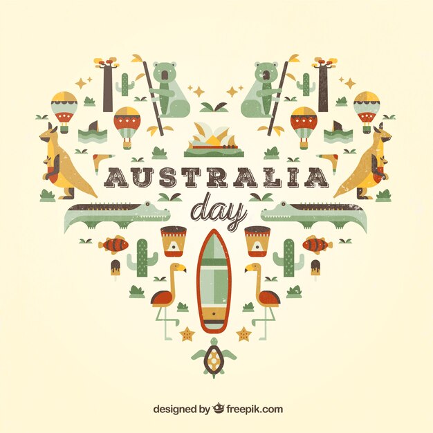 オーストラリアの日、フラットなデザインのイラスト