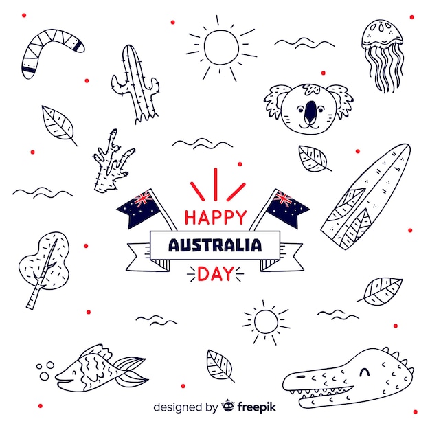 Free vector australia day background with hand drawn elements