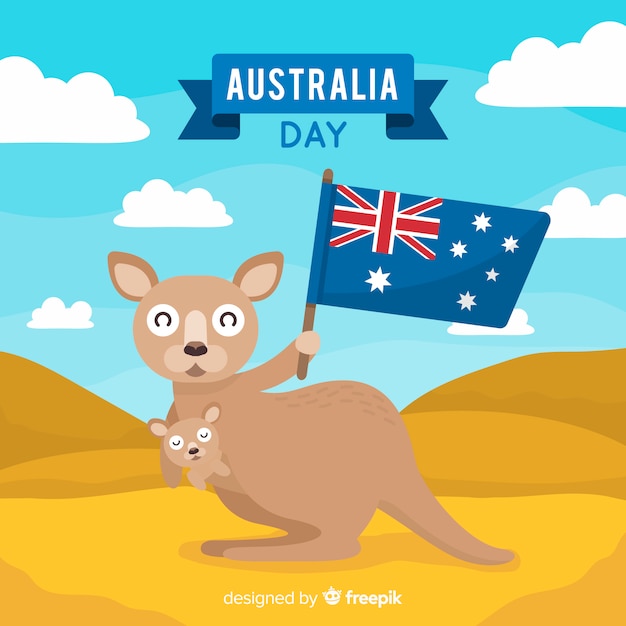 カンガルーとオーストラリアの日の背景