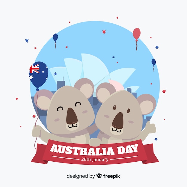 Free vector australia day background with koala