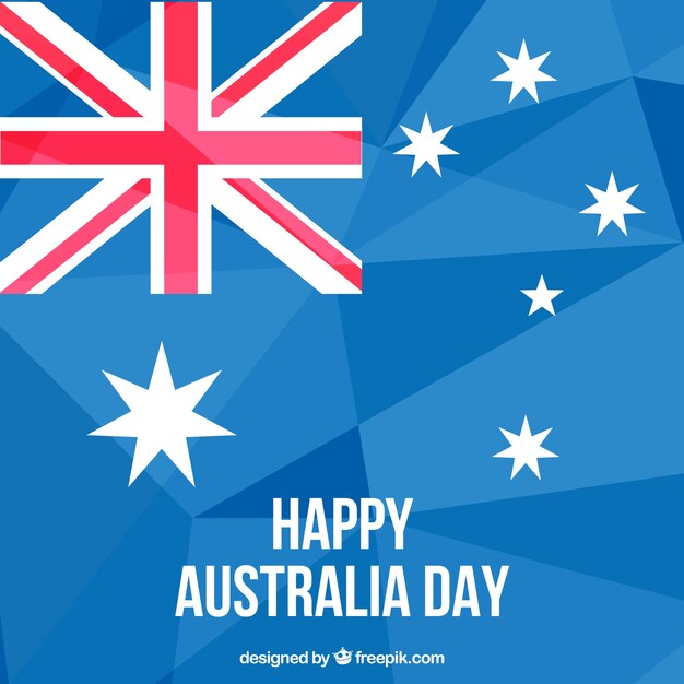 Australia day background with polygons in blue tones