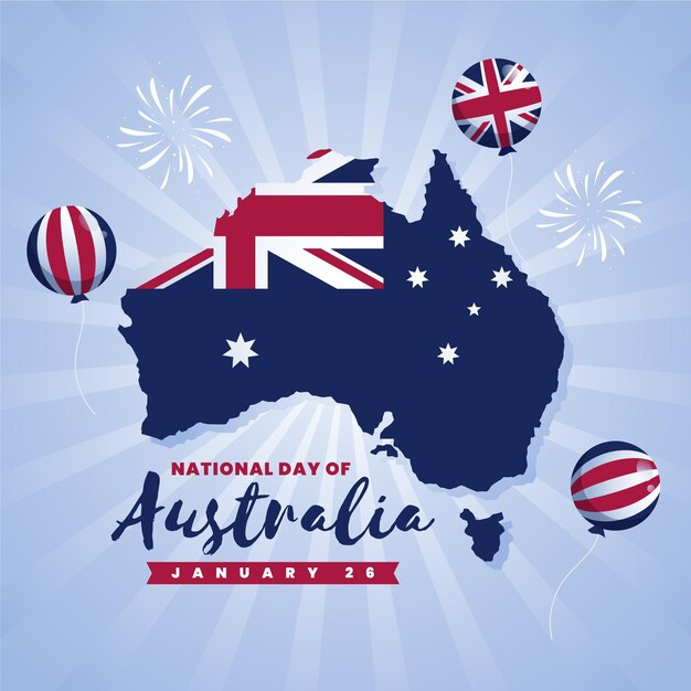 Празднование дня австралии с картой австралии