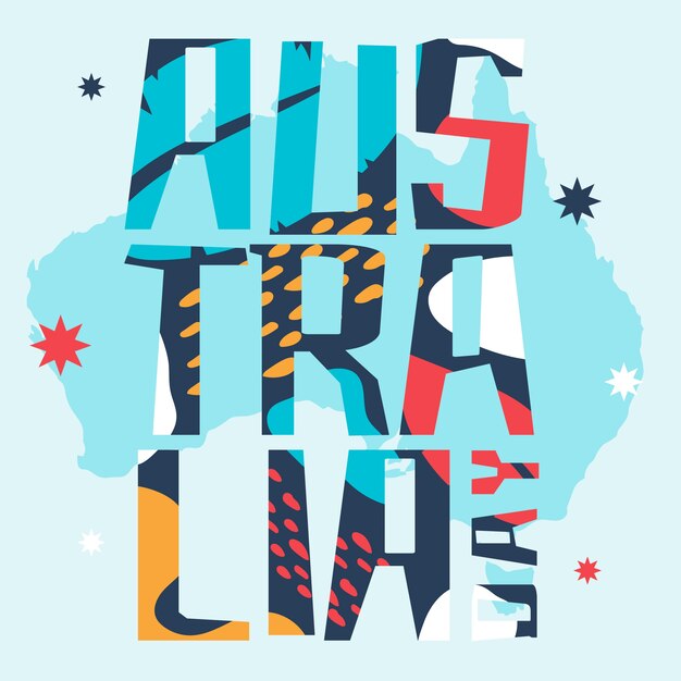Australia day colourful lettering