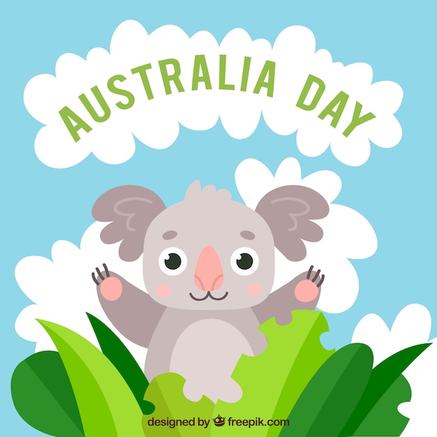 Vettore gratuito design giorno australia con koala divertente