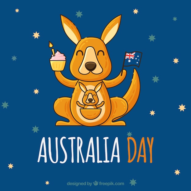 Free vector australia day design with happy kangaroo