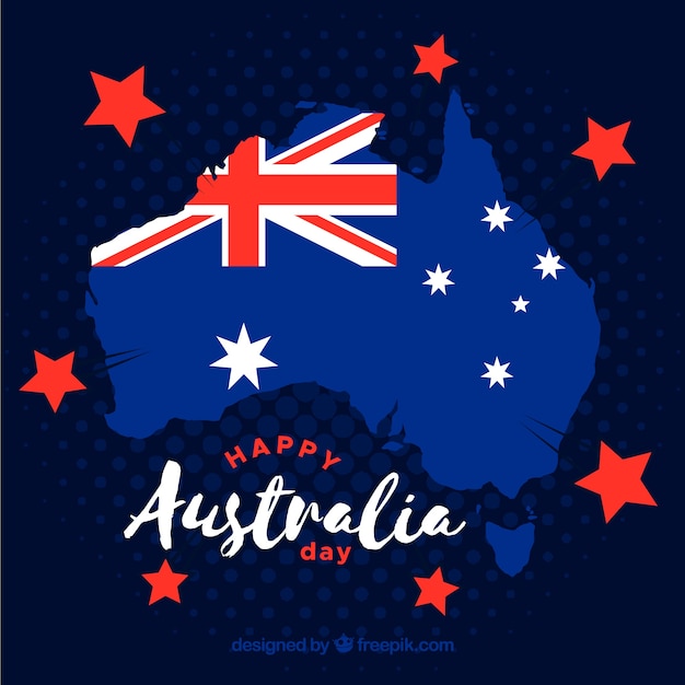 Australia day design with map and stars