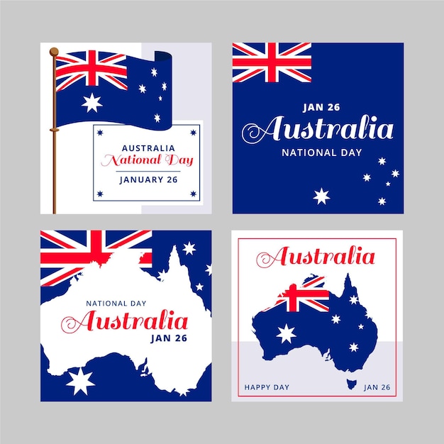 Free vector australia day greeting cards collection