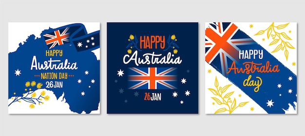 Free vector australia day greeting cards collection
