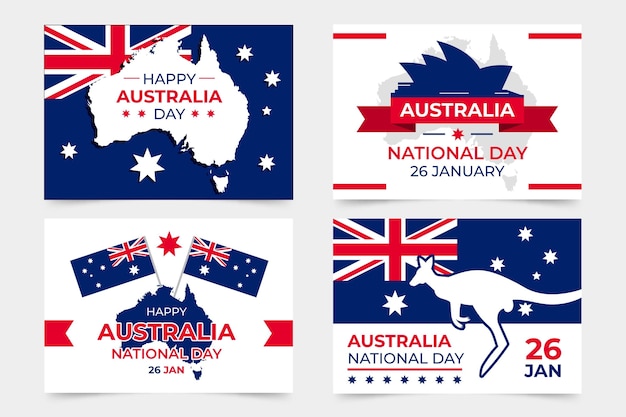 Free vector australia day greeting cards collection