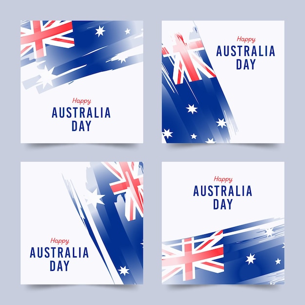 Australia day greeting cards set