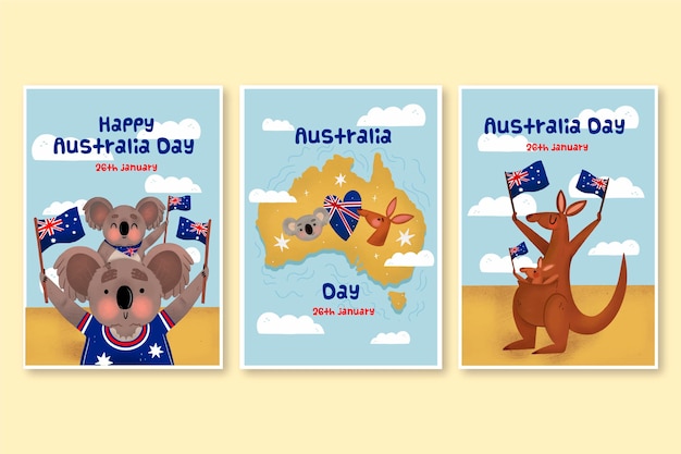 Free vector australia day greeting cards