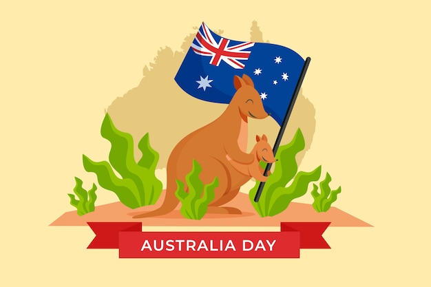 Бесплатное векторное изображение День австралии в плоском дизайне