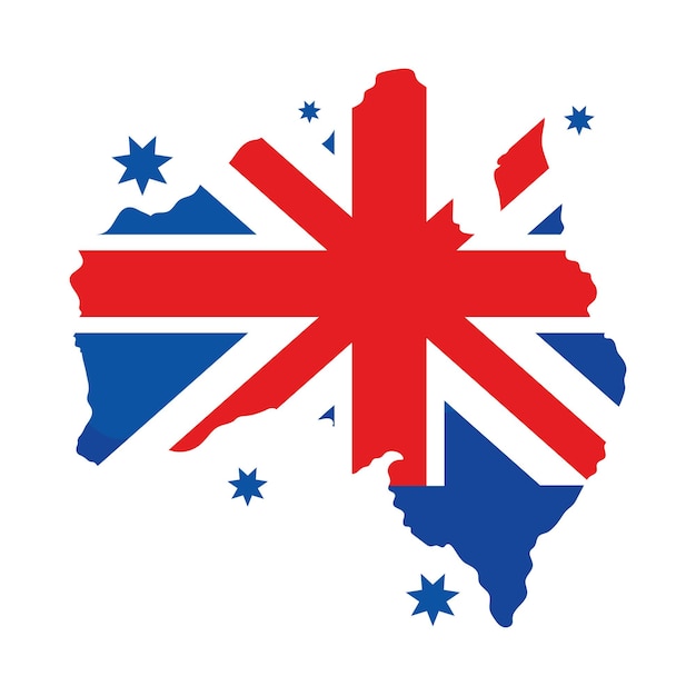 Vettore gratuito mappa dell'australia day con bandiera