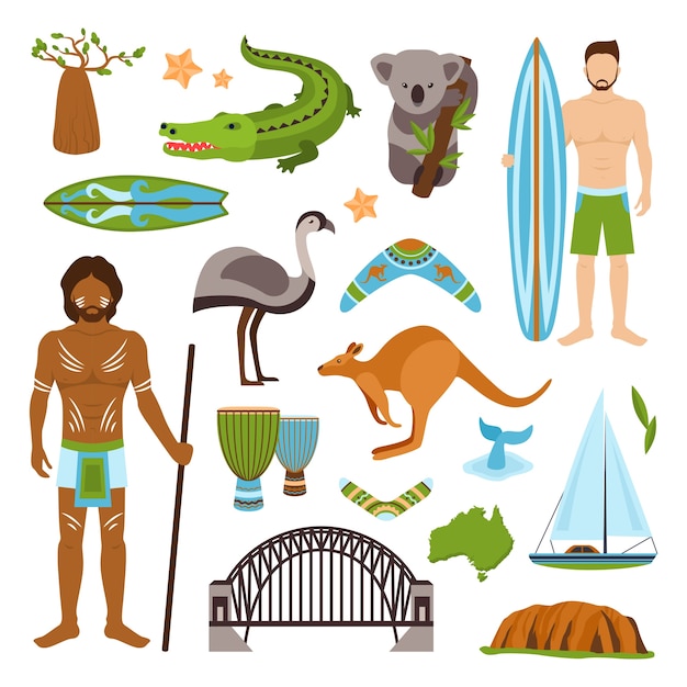 Free vector australia icons set