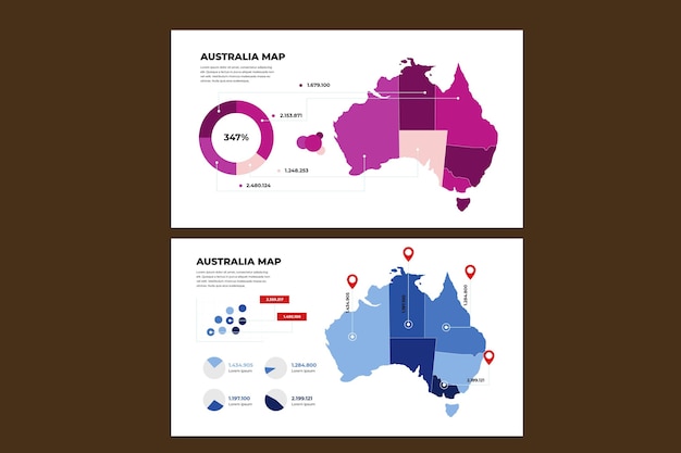 Vettore gratuito australia mappa infografica in design piatto
