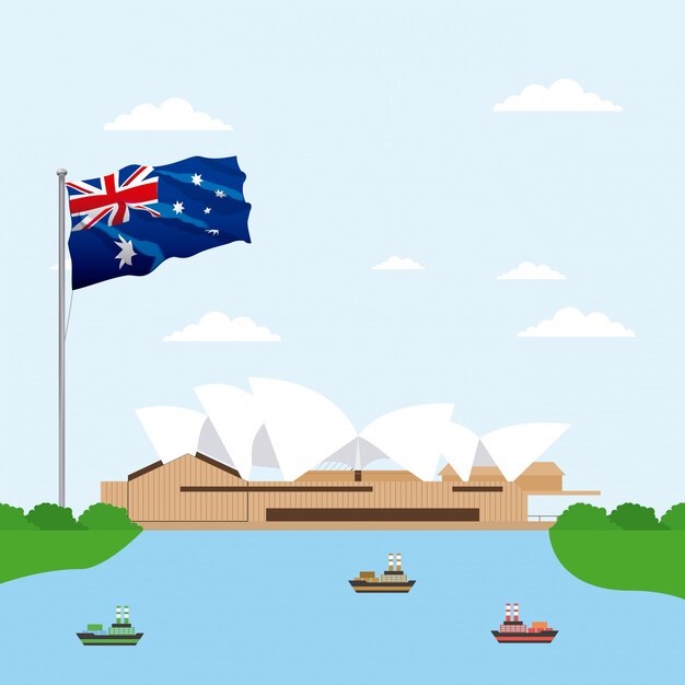 Australia Opera Theatre with flag scene