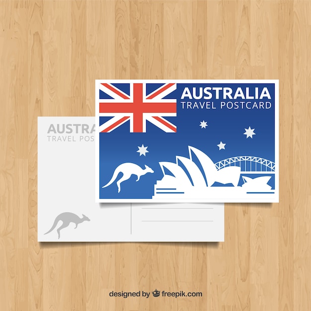 Шаблон для открытки в австралии с плоским дизайном