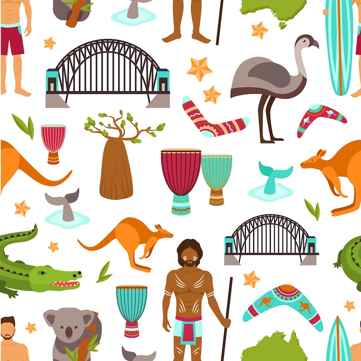 Free Vector australia seamless pattern