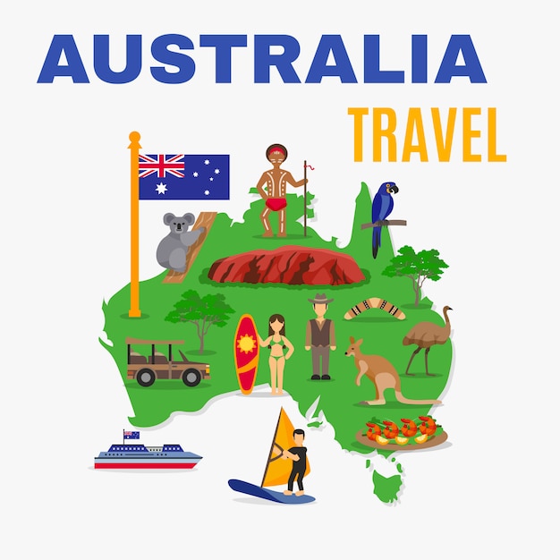 Australia travel map poster