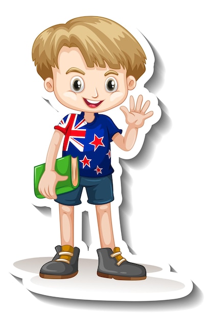 Vettore gratuito personaggio dei cartoni animati ragazzo australiano