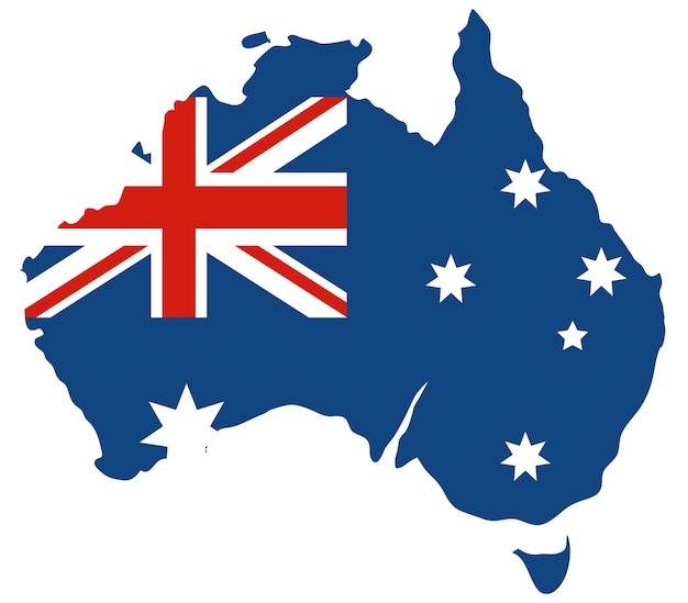 Free vector australian flag in australia map shape