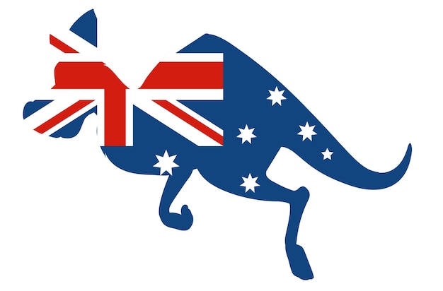 Free vector australian flag in shape of kangaroo