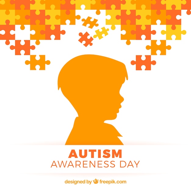 Autism day background with child silhouette