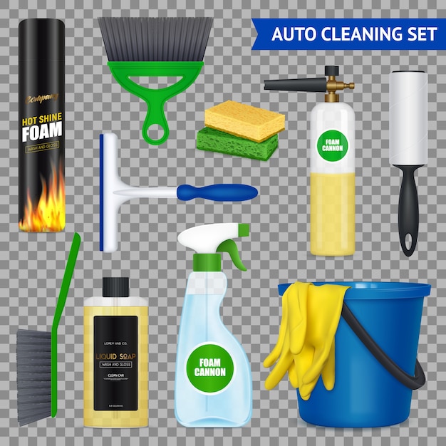 Auto cleaning set with