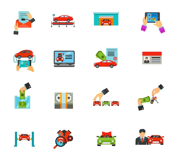 Free vector auto icon set