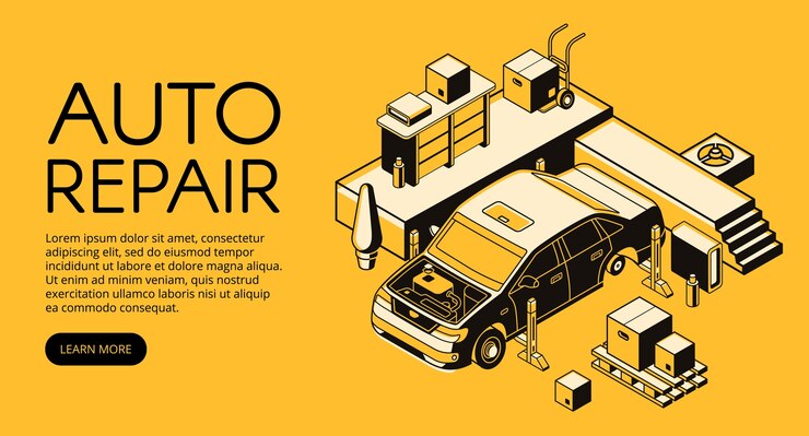 Free Vector auto repair illustration of car service advertisement poster.
