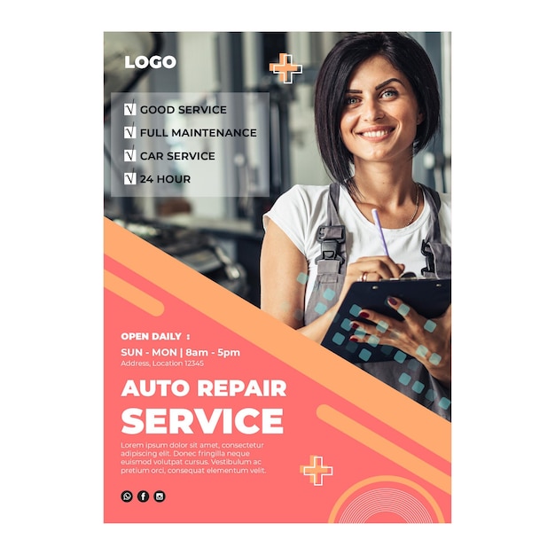 Free vector auto repair mechanic poster