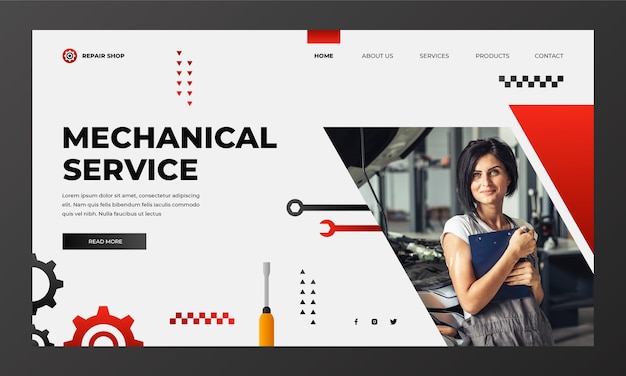 Auto repair shop business and service landing page template