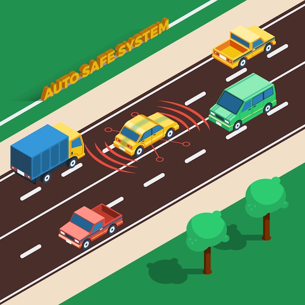 Free vector auto safe system illustration