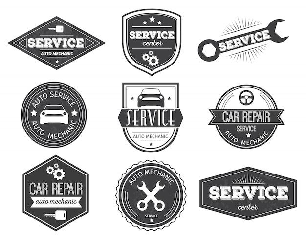 Free vector auto service black emblems