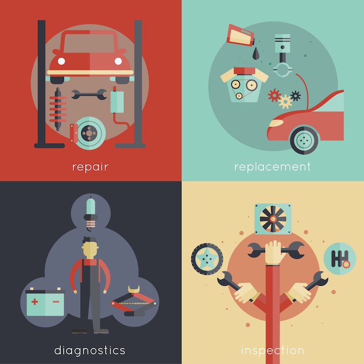 Free Vector auto service design concepts set 