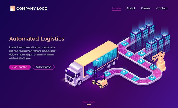 Automated logistics isometric landing page