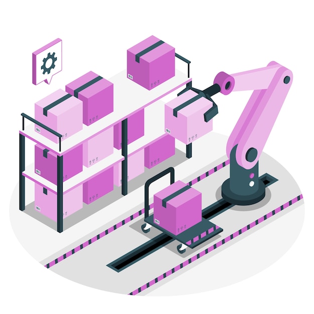 Бесплатное векторное изображение Иллюстрация концепции автоматизированного склада