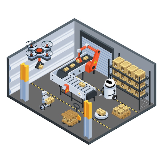 Free vector automatic logistics  delivery isometric composition