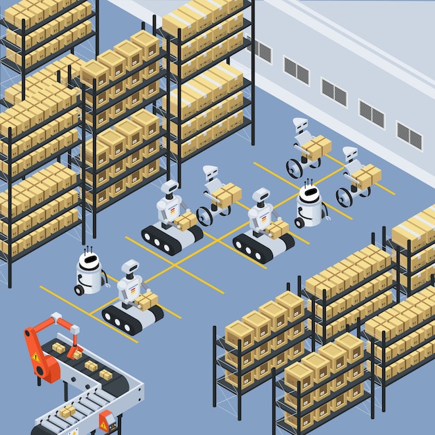 Automatic logistics delivery isometric composition