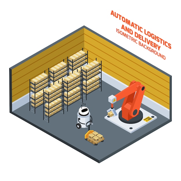 Automatic logistics and delivery isometric composition