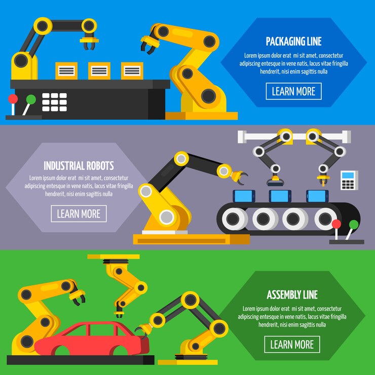 Free Vector automation conveyor orthogonal banners