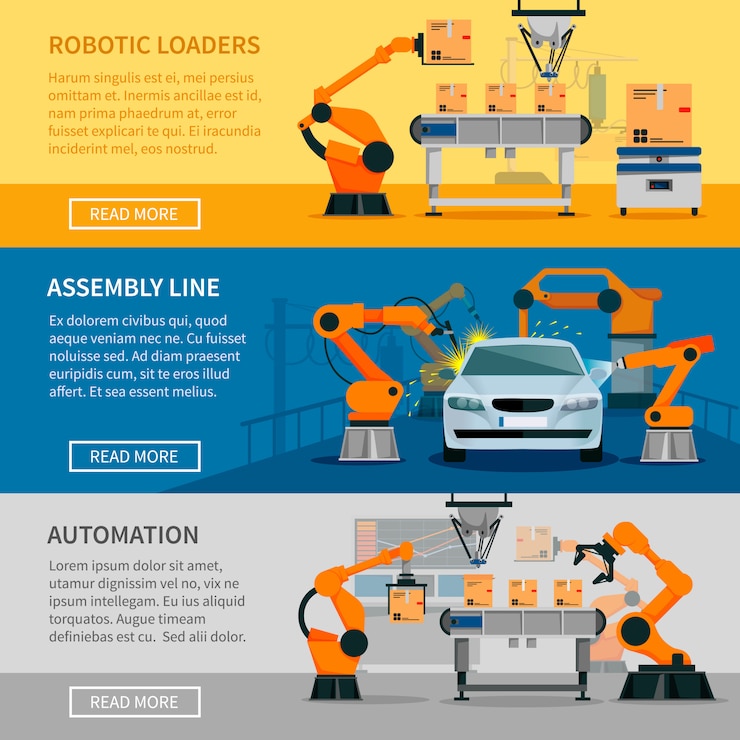 Free Vector automation horizontal banners set