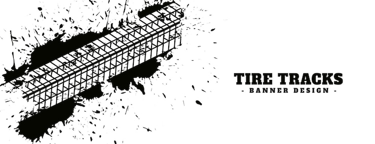Free Vector automobile tire trace mark dirty banner in grungy style vector