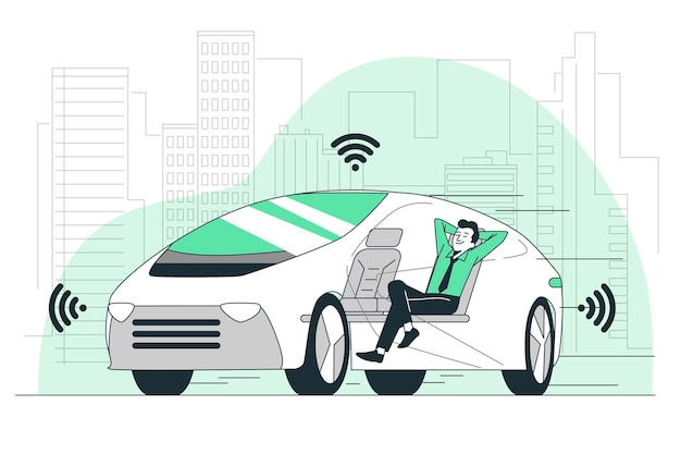 無料ベクター 自動運転車のコンセプト図