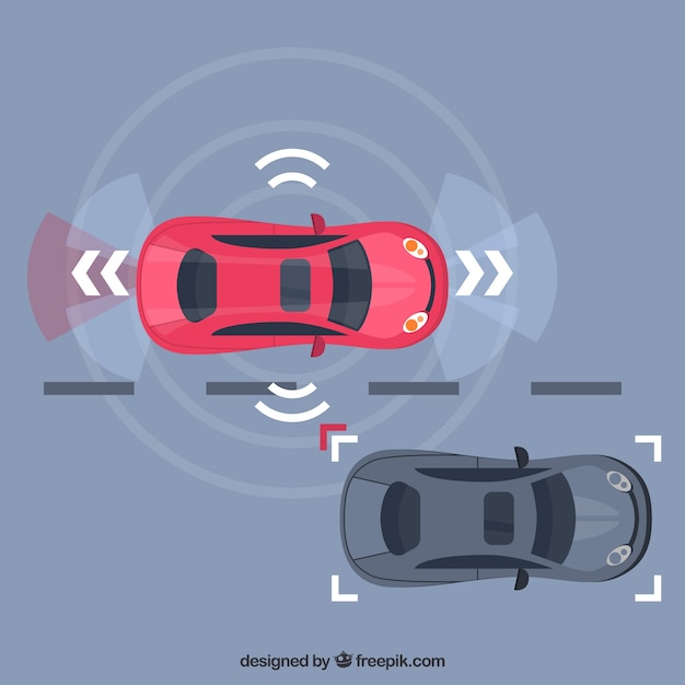 無料ベクター フラットデザインの自律型自動車コンセプト