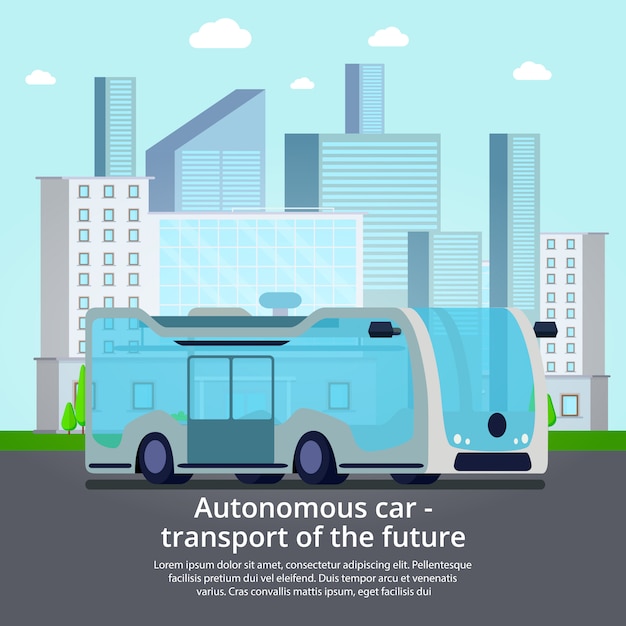 Free vector autonomous driverless transportation vehicles of future