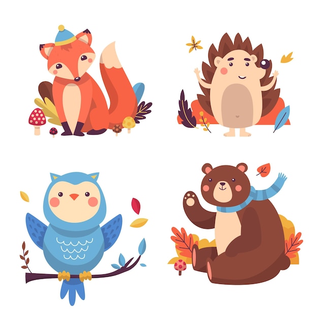 Free vector autumn animals collection